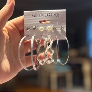 Silver Fashion Earrings Set